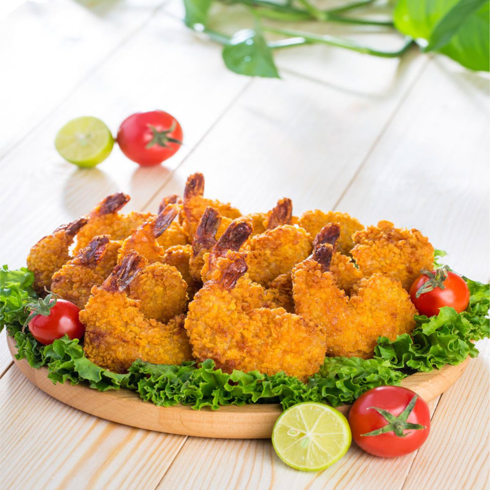 Golden fried shrimp with a crispy coating, perfect for seafood lovers